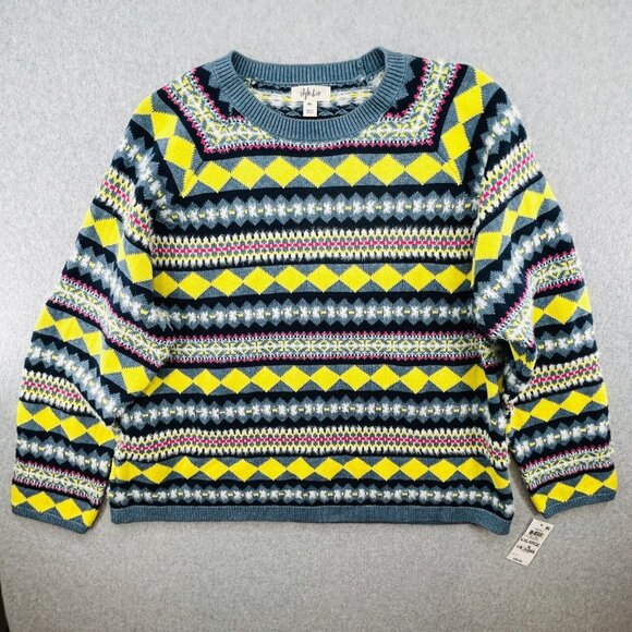 NWT Style & Co Fair Isle Sweater Size XXL Crewneck Long Sleeve Knit Pullover - Picture 1 of 11